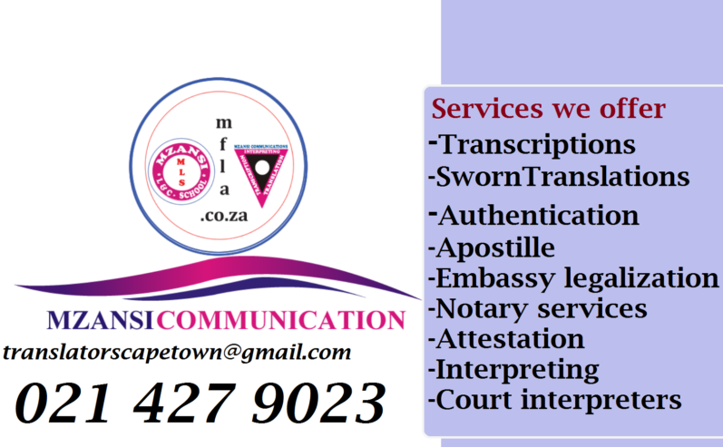 Mzansi Communications language services Cape Town.